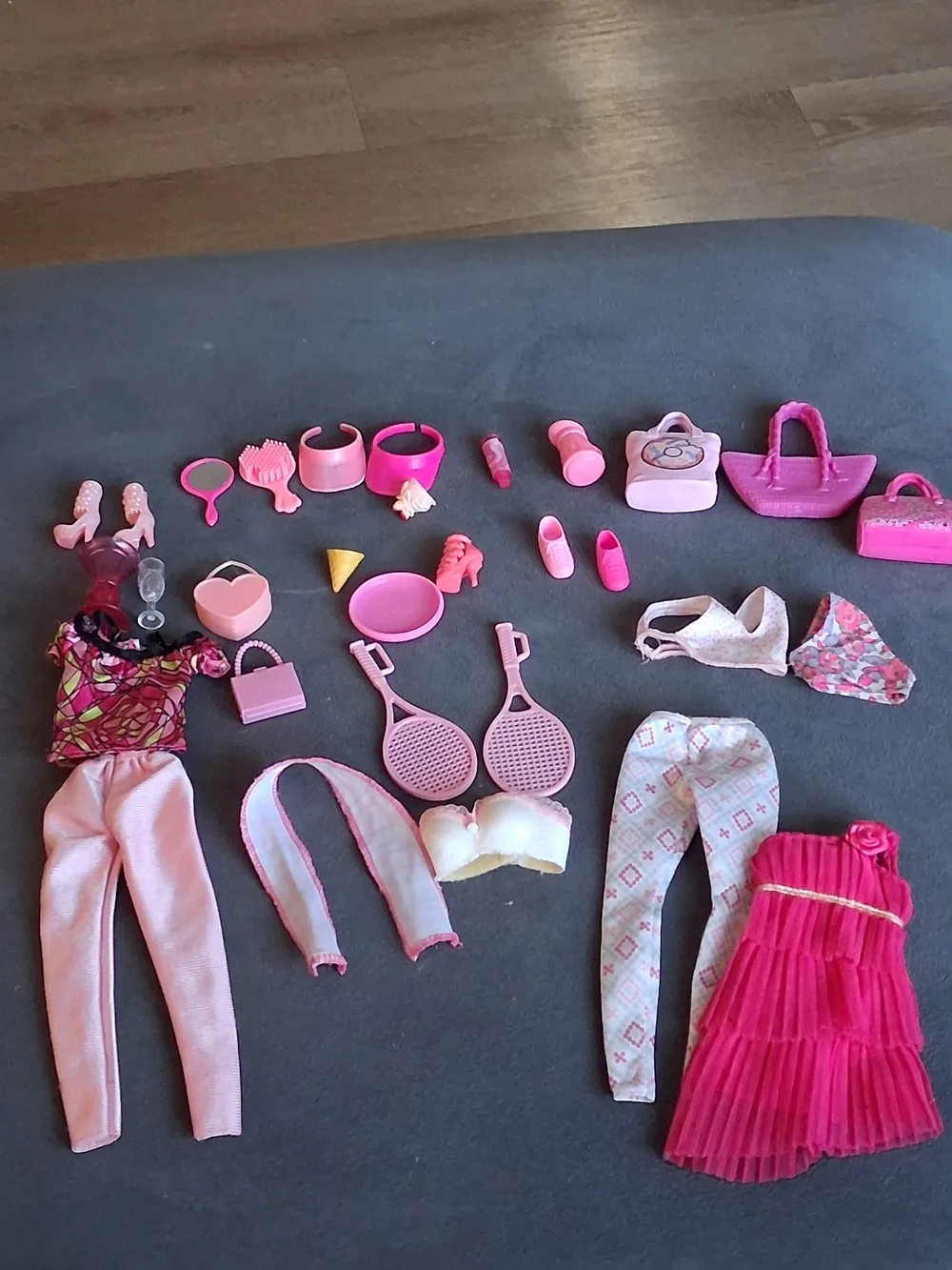 Barbie 1990 Pink Doll Accessories & Clothing Mix